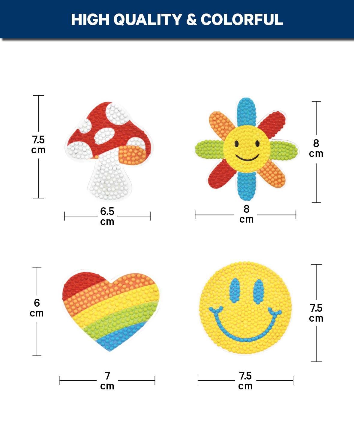 Diamond Painting Magnet-Set, Smile, 4 Stk.