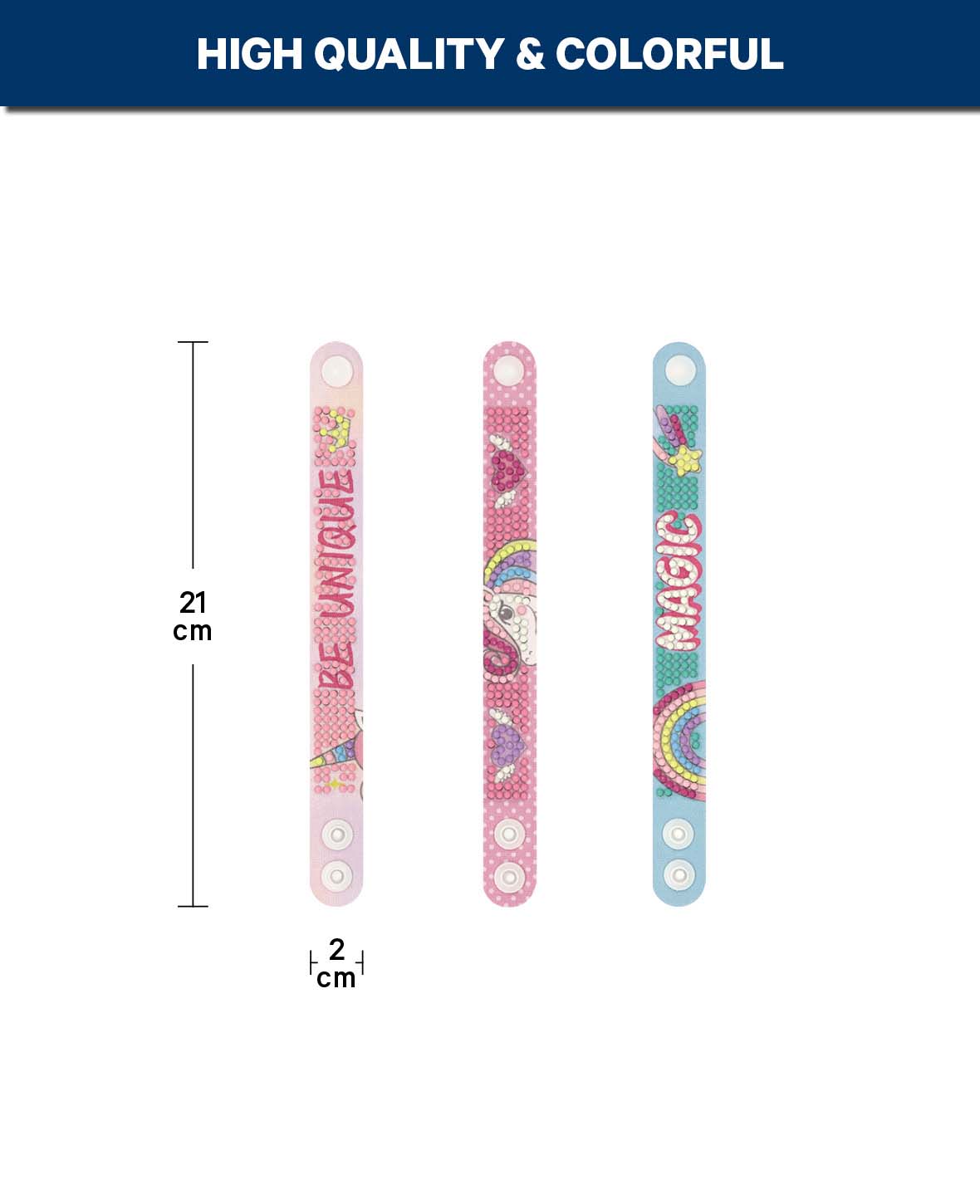 Diamond Painting Bracelet Set II, 21 x 2 cm, 3 pcs.
