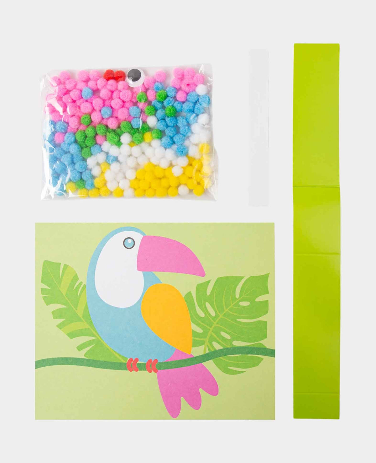 Kit de pompons DIY, oiseau, 18 x 15 cm, 1 pc