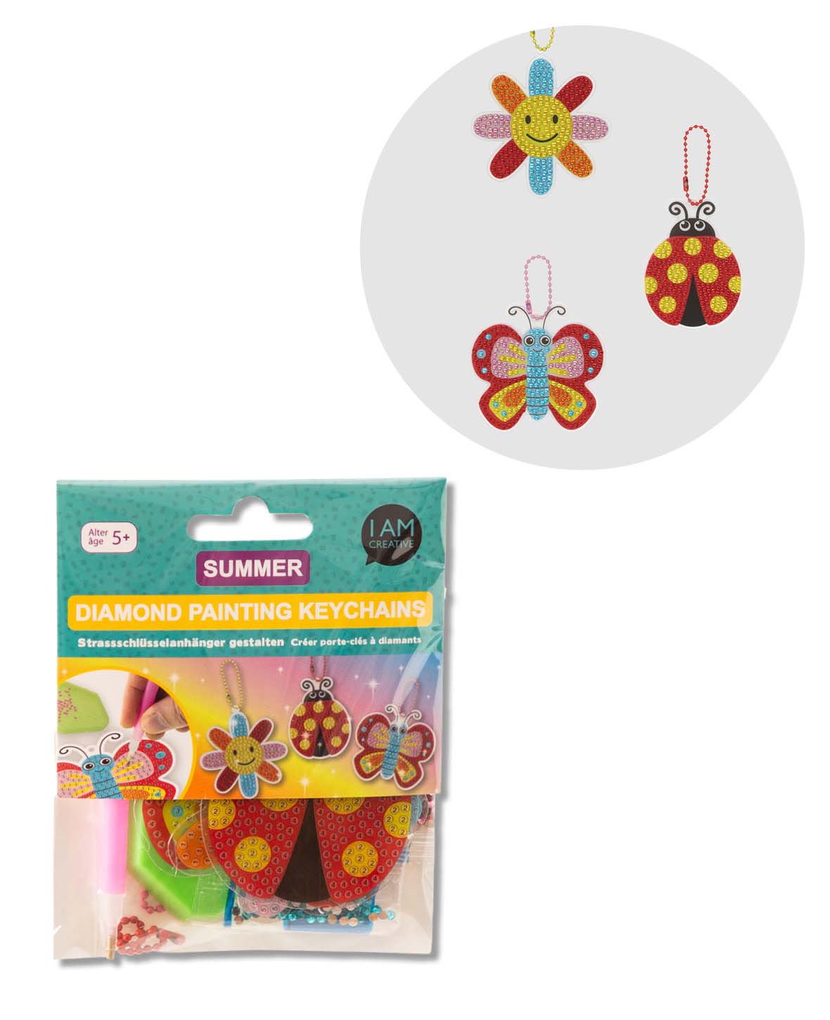 Set de porte-clés Diamond Painting, été, 3 pcs.