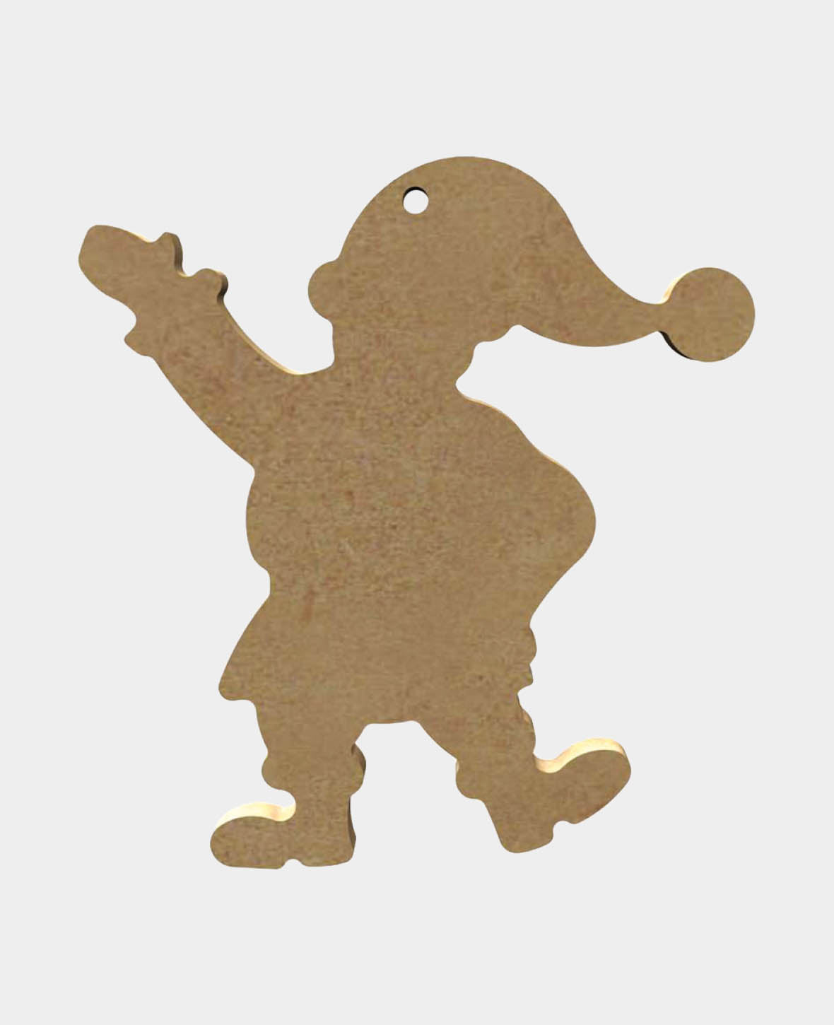 Décoration de Noël Père Noël en MDF, 10 x 0,5 x 11 cm, marron, 1 pc.