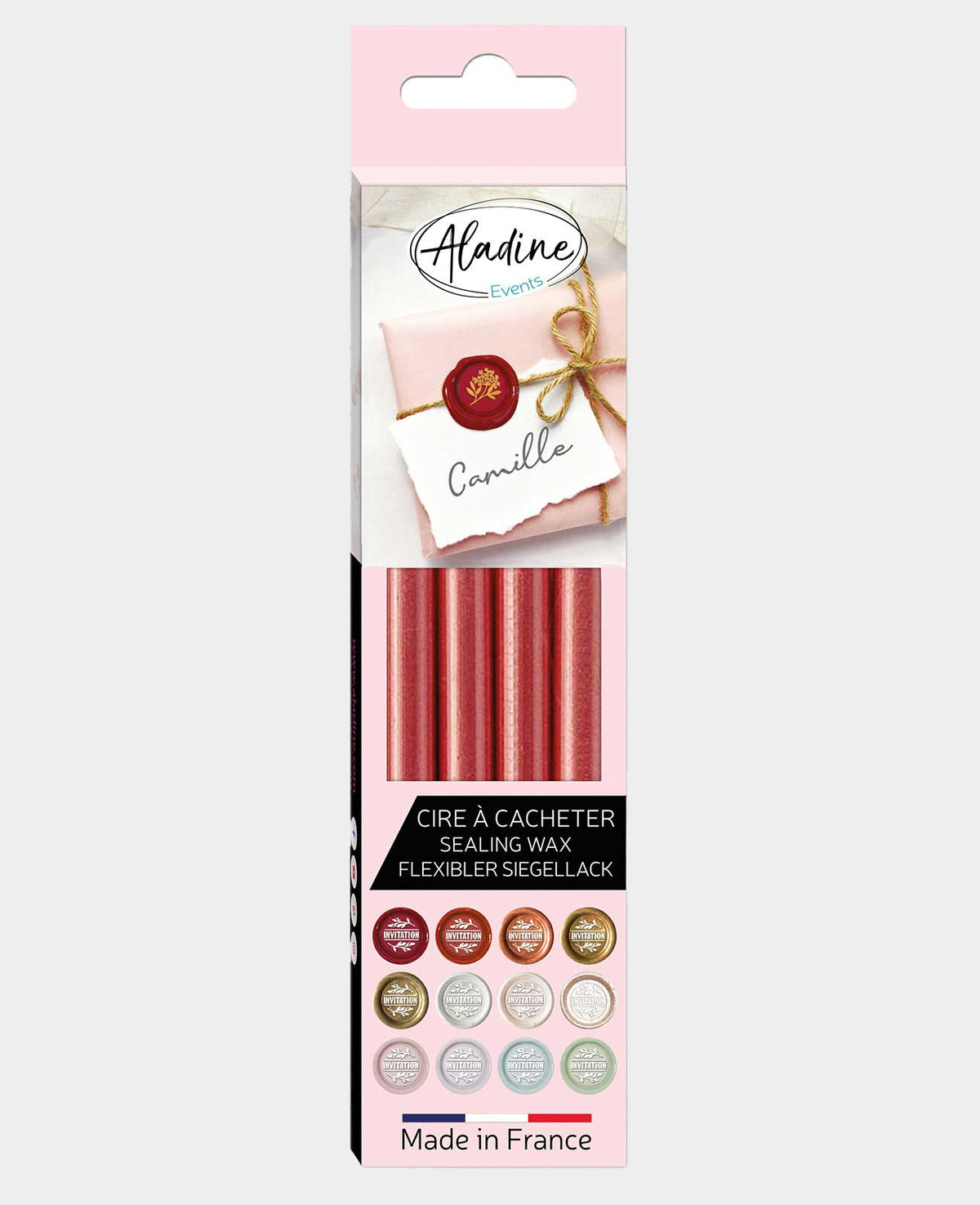Sealing wax, red pearlescent, 4 pcs.