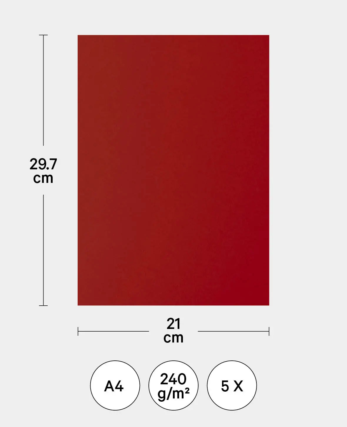 Briefkarton, Rot, 210 x 297 mm, A4, 5 Stk.