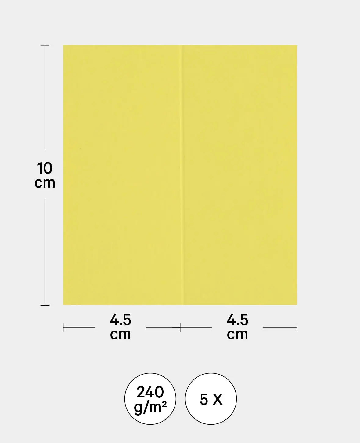 Tischkarten, Platzkarten, Hellgelb, 89 x 100 mm, 240 g/m², 5 Stück