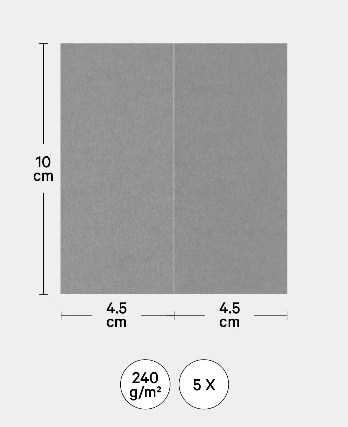Tischkarten, Platzkarten, Grau, 89 x 100 mm, 240 g/m², 5 Stück