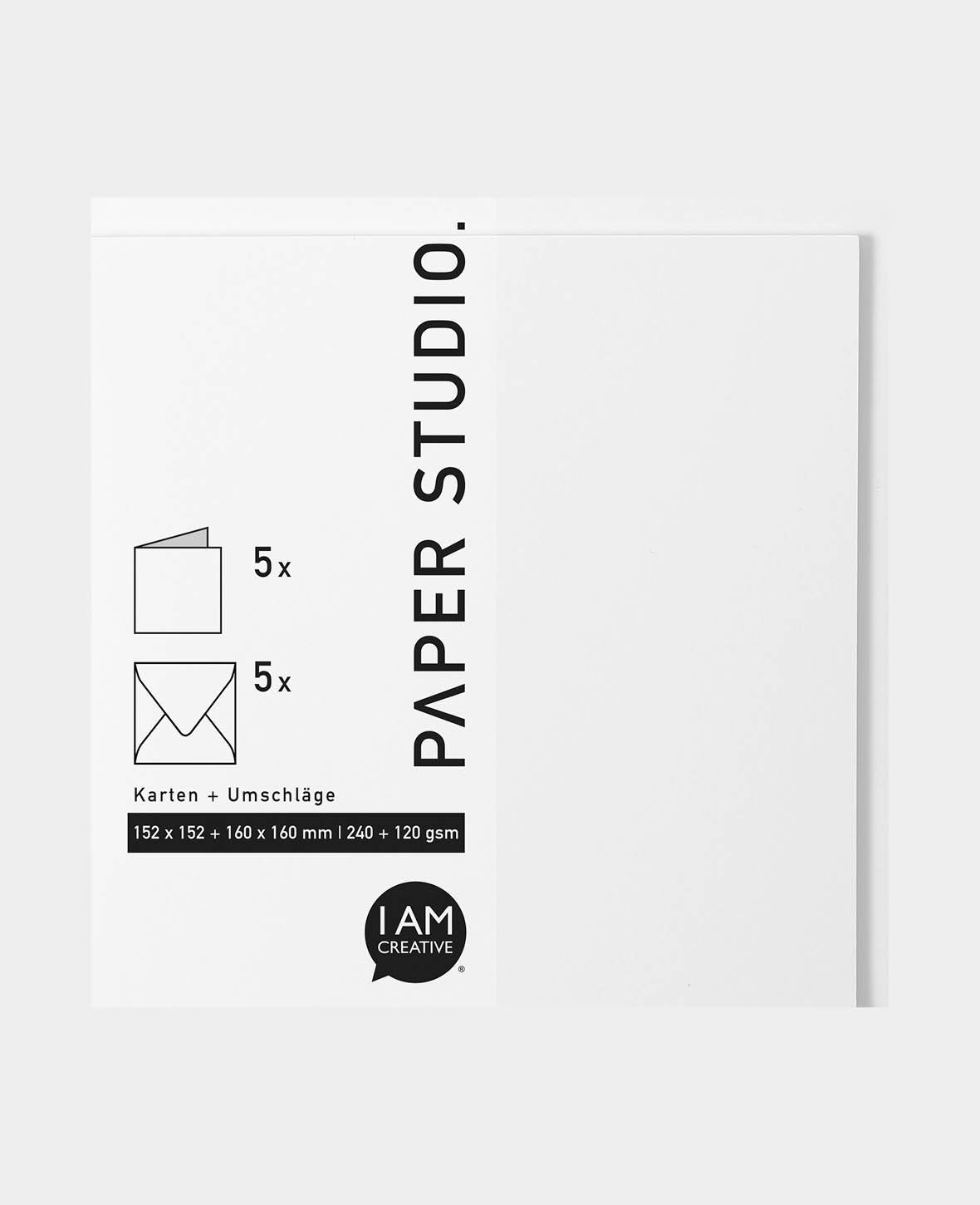 Card & Envelope Set, White, 152 x 152 mm & 160 x 160 mm, 240 & 120 gsm, 5 pieces each