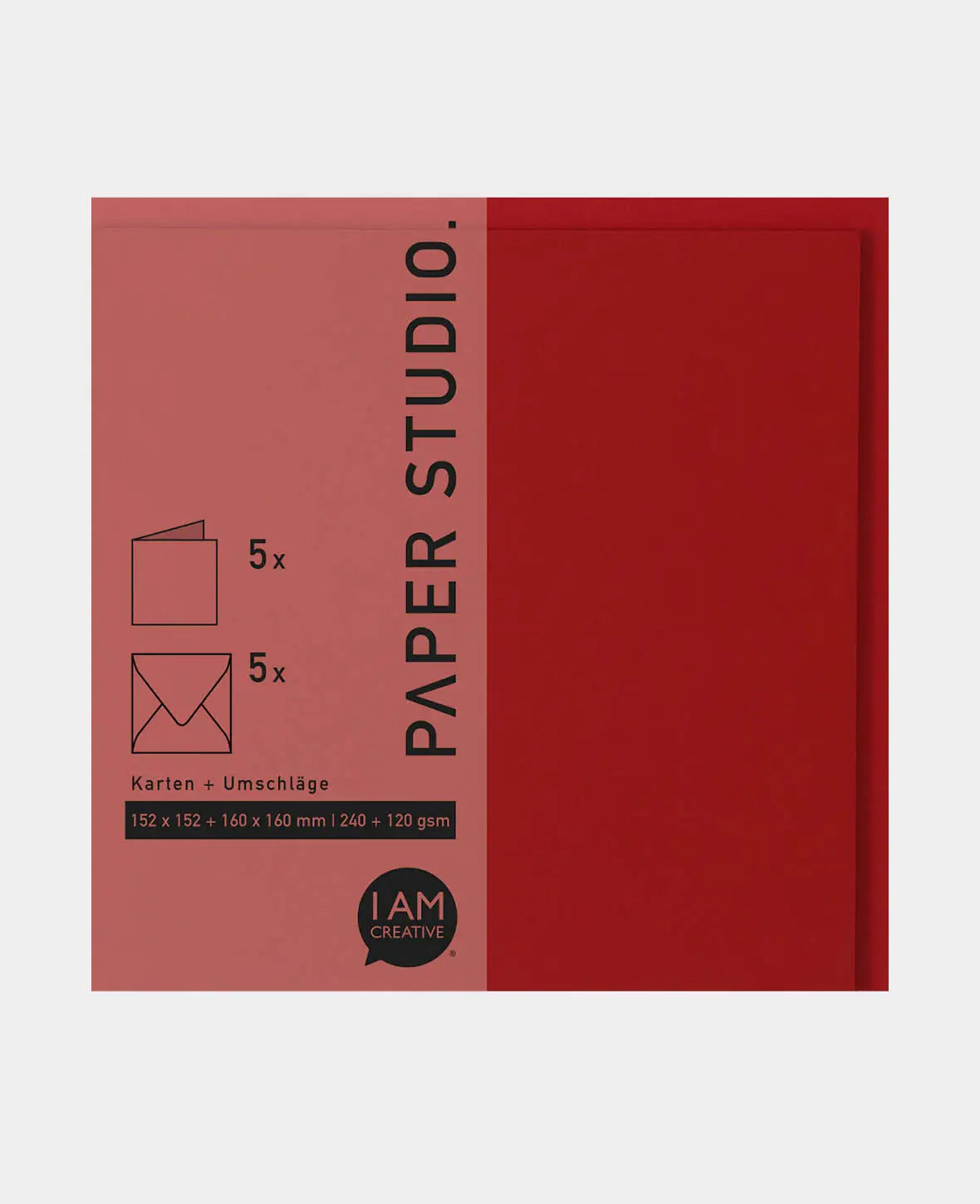 Cards & Envelopes Set, Red, 152 x 152 mm & 160 x 160 mm, 240 & 120 gsm, 5 pieces each