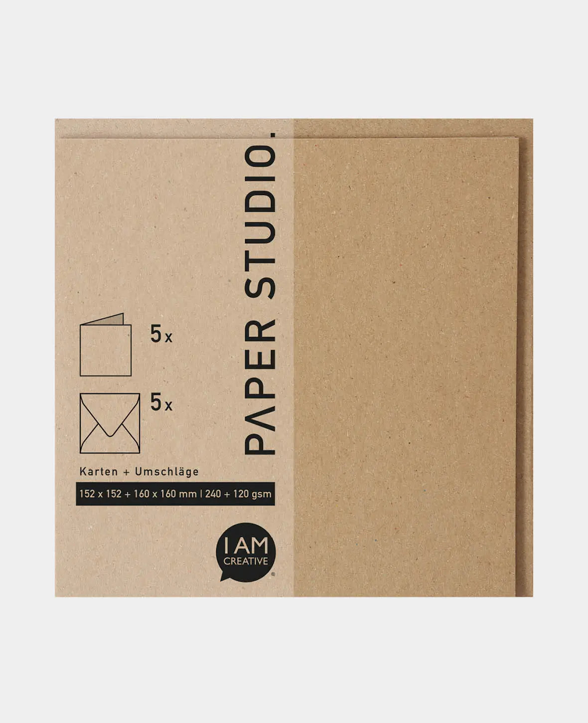 Cards & Envelopes Set, Kraft Brown, 152 x 152 mm & 160 x 160 mm, 240 & 120 gsm, 5 pieces each