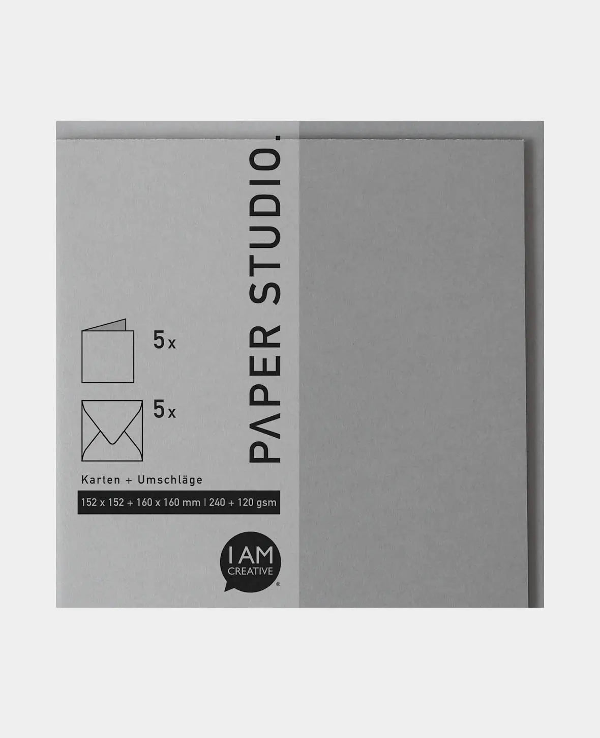Cards & Envelopes Set, Grey, 152 x 152 mm & 160 x 160 mm, 240 & 120 gsm, 5 pieces each