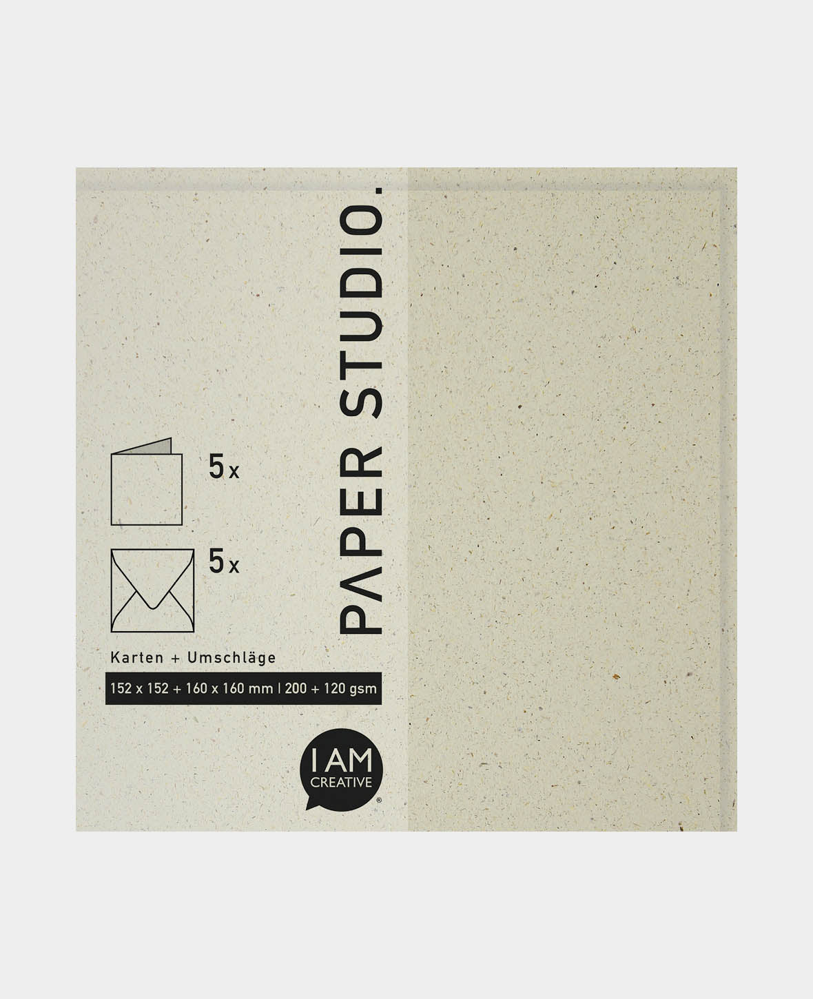 Cards & Envelopes Set, Natural, 152 x 152 mm & 160 x 160 mm, 200 & 120 gsm, 5 pieces each