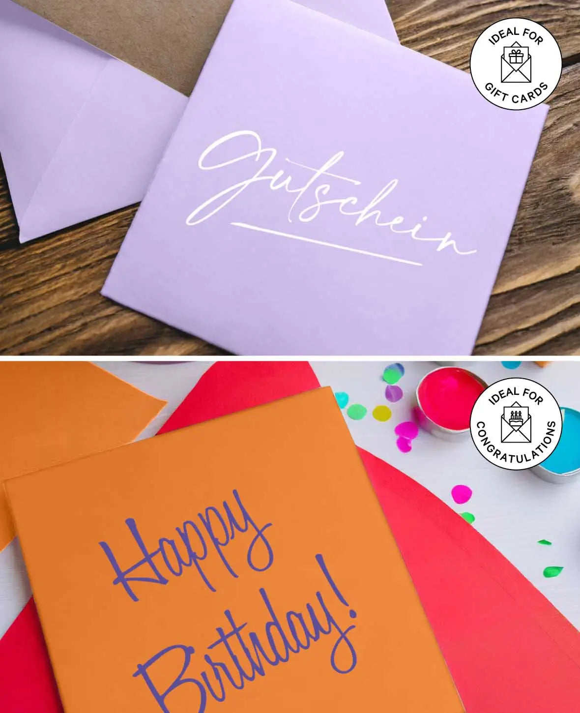 Cards & Envelopes Set, Natural, 152 x 152 mm & 160 x 160 mm, 200 & 120 gsm, 5 pieces each