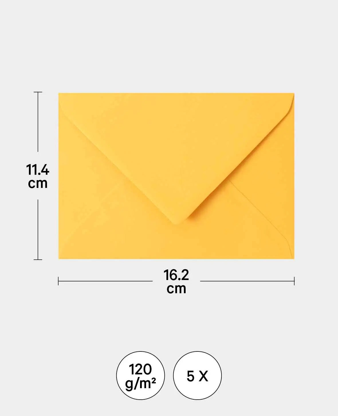 Envelope, Gold Yellow, C6, 120 gsm, 5 pieces