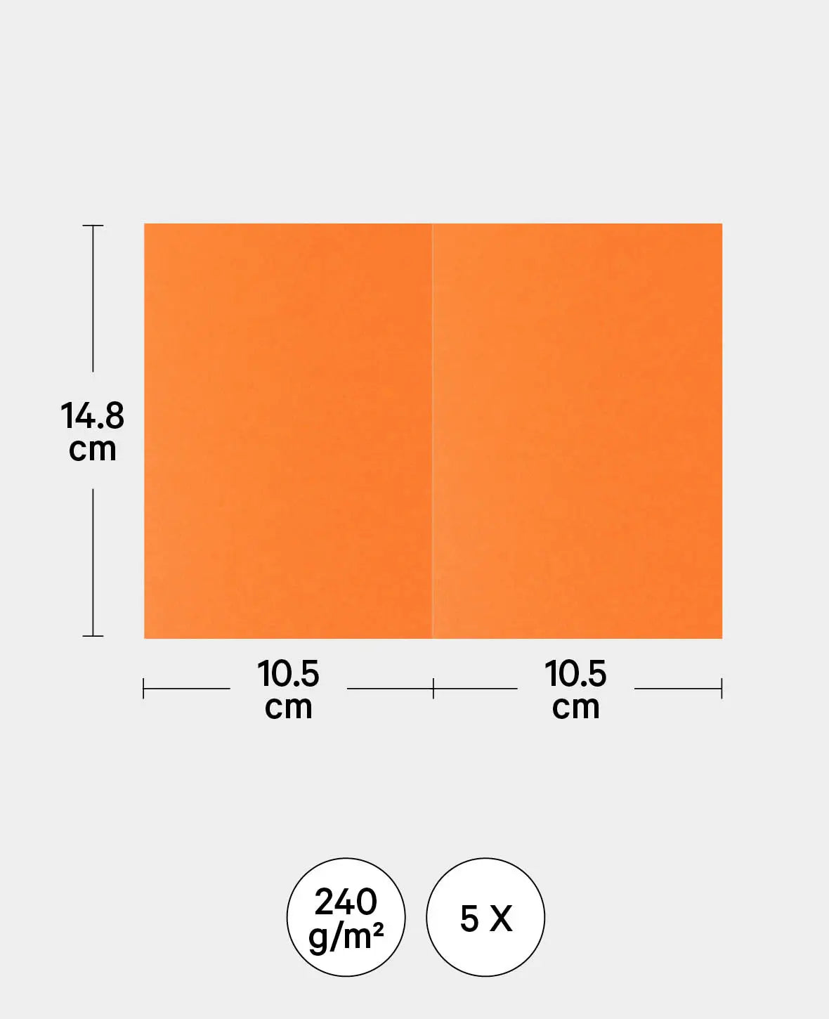 Doppelkarten, Orange, A6, 240 g/m², 5 Stück