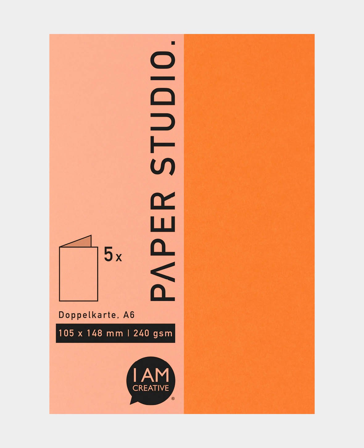 Double cards, orange, A6, 240 gsm, 5 pieces