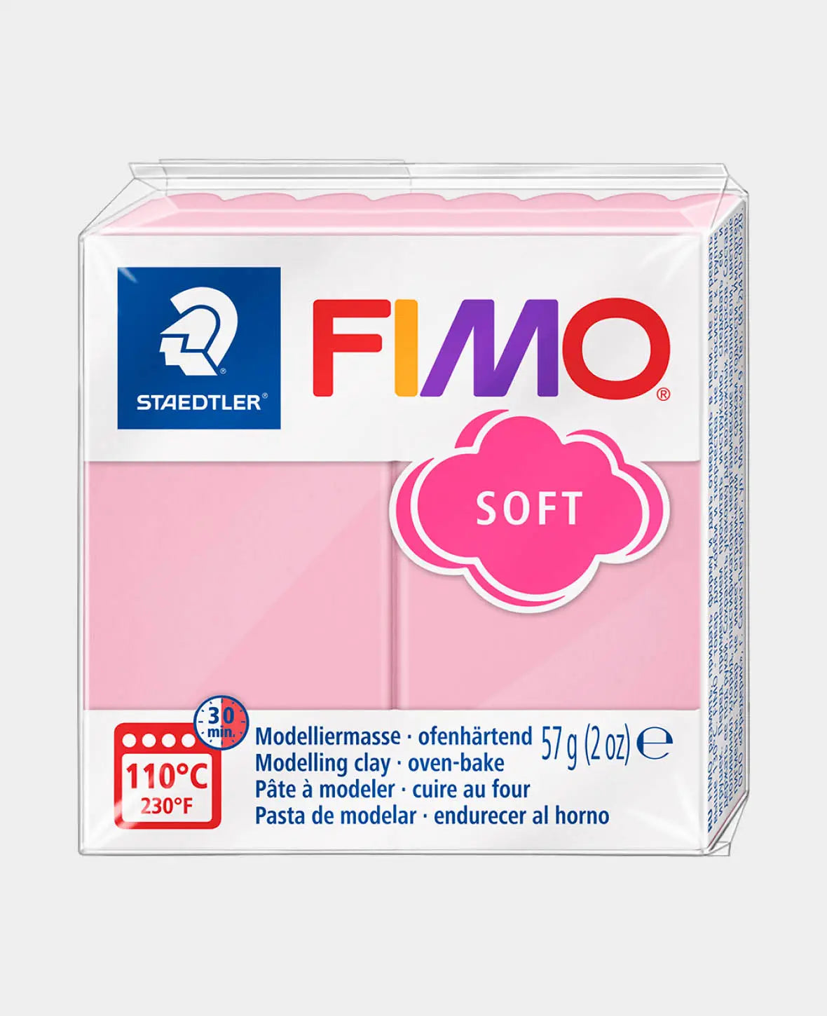 FIMO® soft Standard Block Strawberry Cream, Pink, 5.5 x 5.5 x 1.5 cm at 57 g