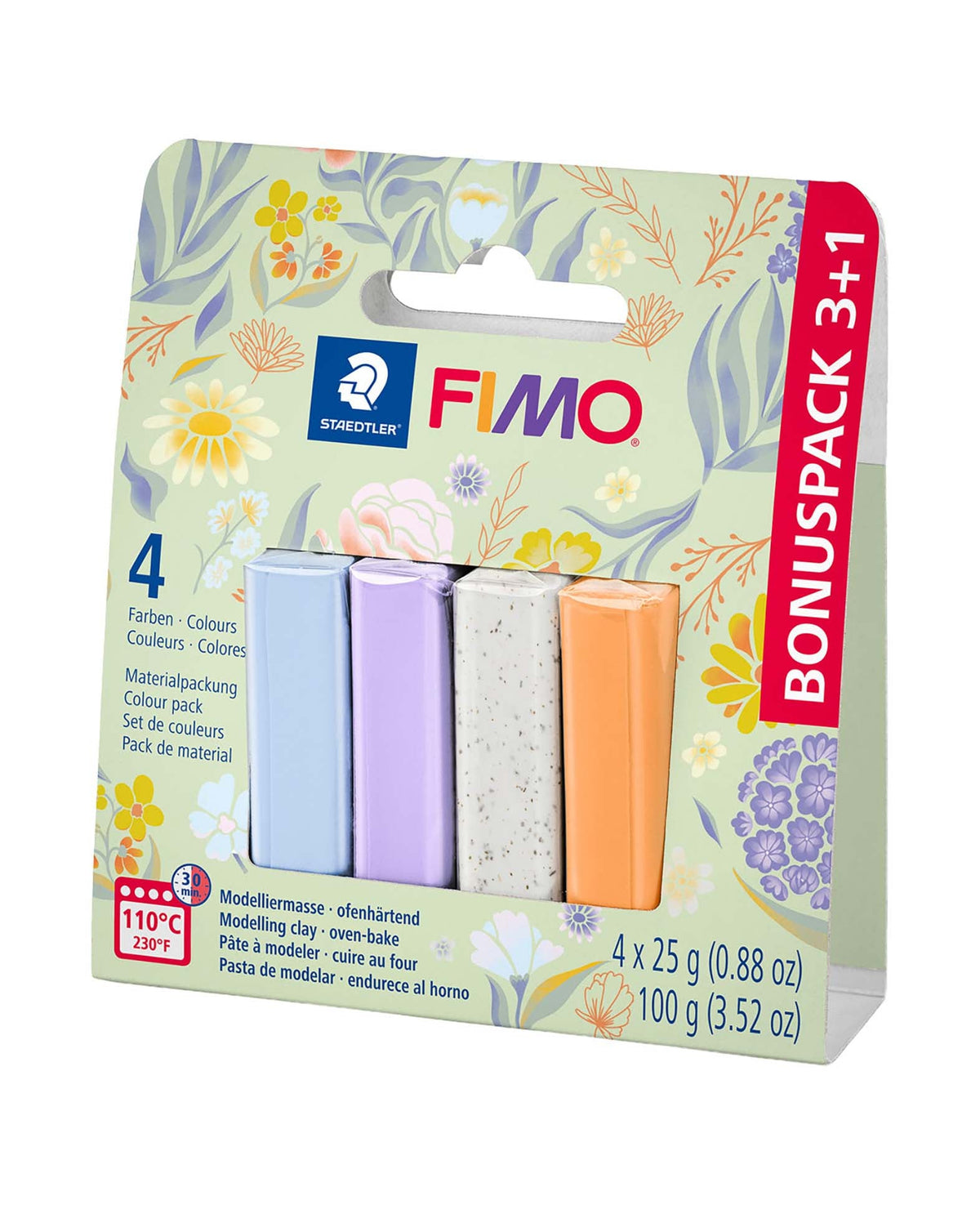 FIMO Soft Farbset Bloomy, Modelliermasse, 4 x 25 g