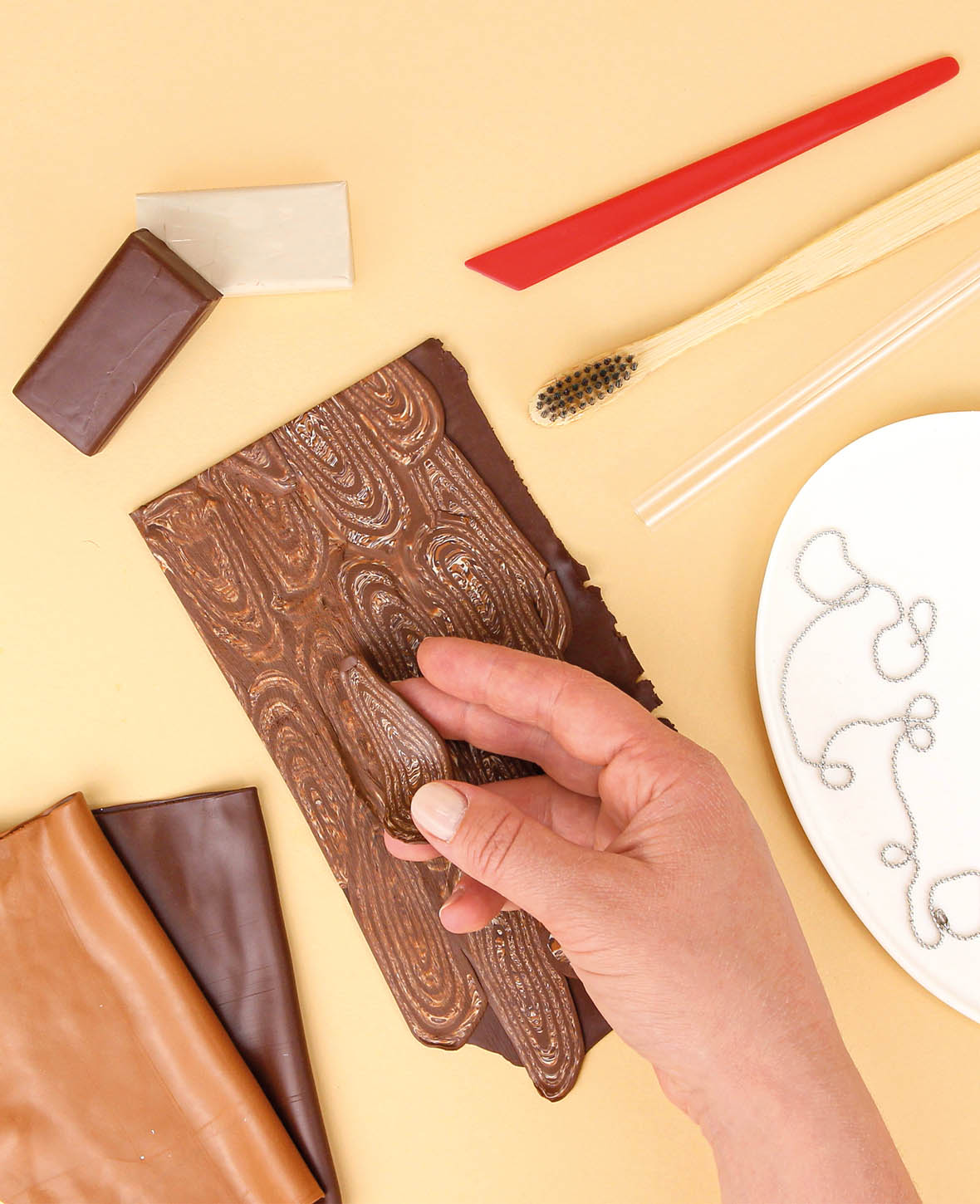 FIMO® soft Set Wood-Effect, Modellierset mit Zubehör und Anleitung, Braun