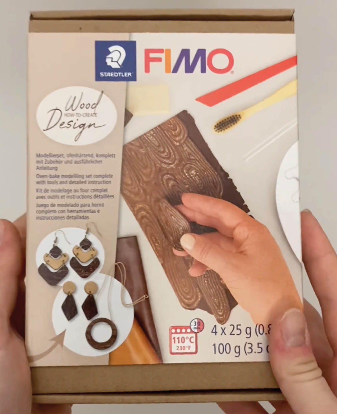 FIMO® soft Set Wood-Effect, Modellierset mit Zubehör und Anleitung, Braun
