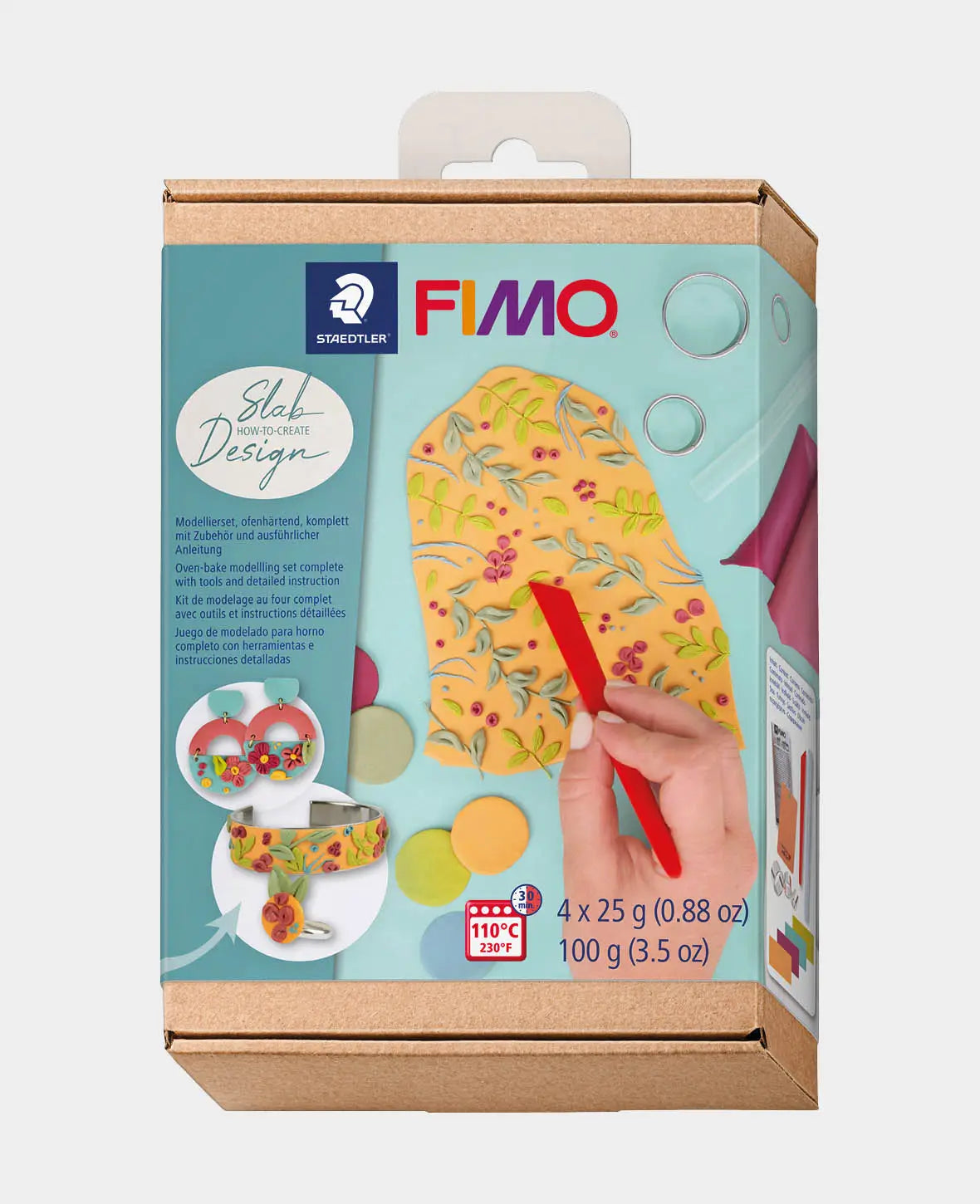 FIMO® soft Set Slab Design, Modellierset mit Zubehör und Anleitung, Bunt