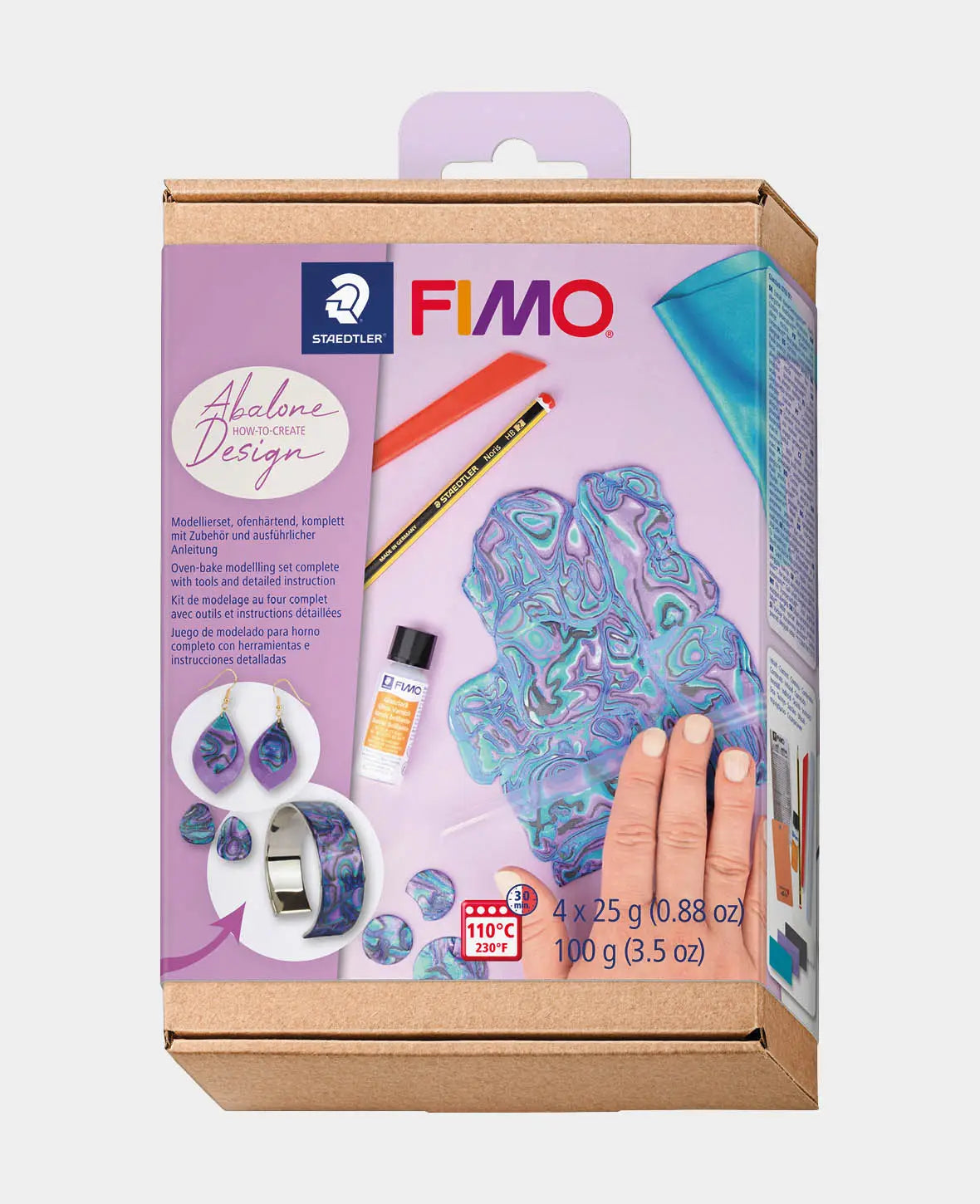 FIMO® soft Set Abalone Design, Modellierset mit Zubehör und Anleitung, Bunt