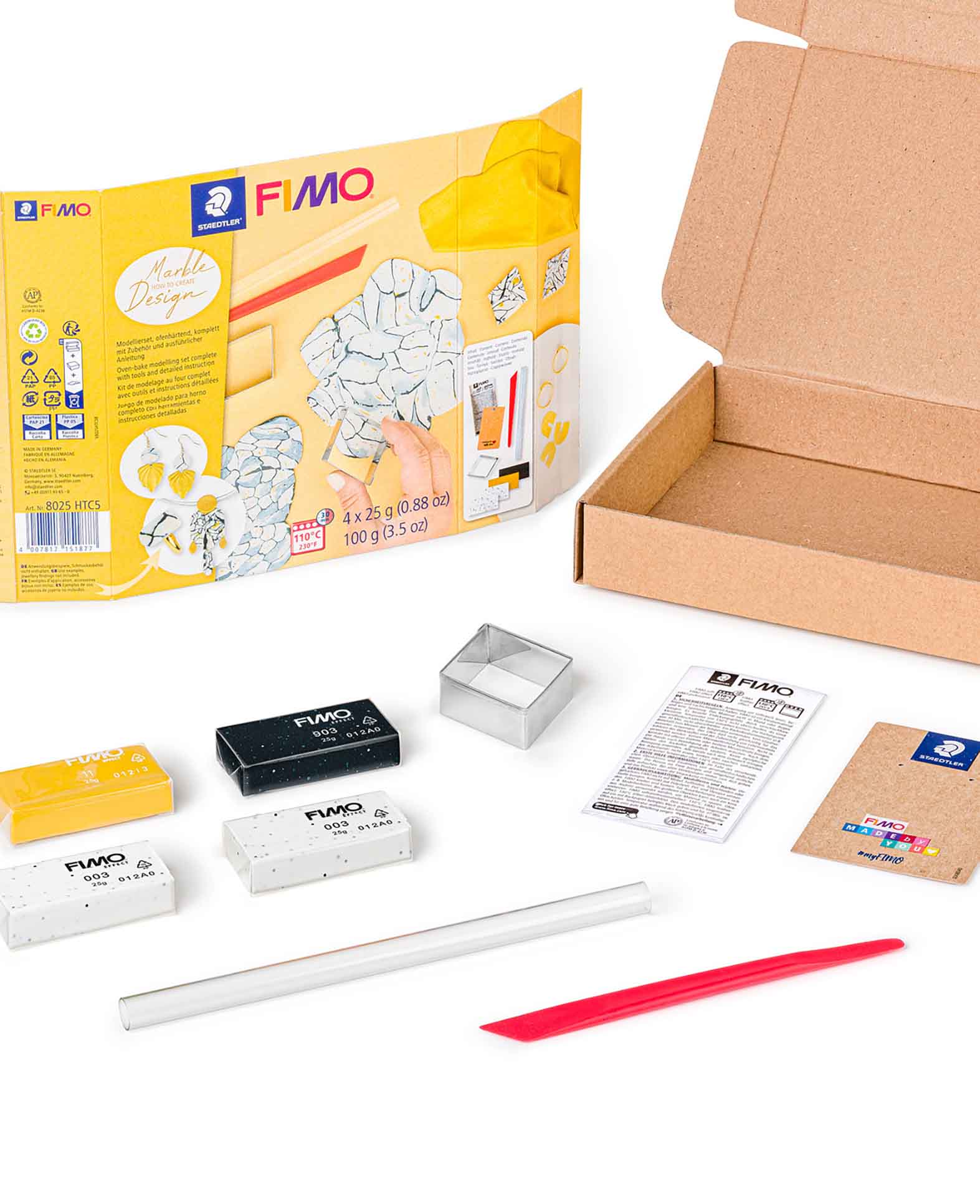 FIMO soft Set Marmor-Design, Modellierset mit Zubehör und Anleitung