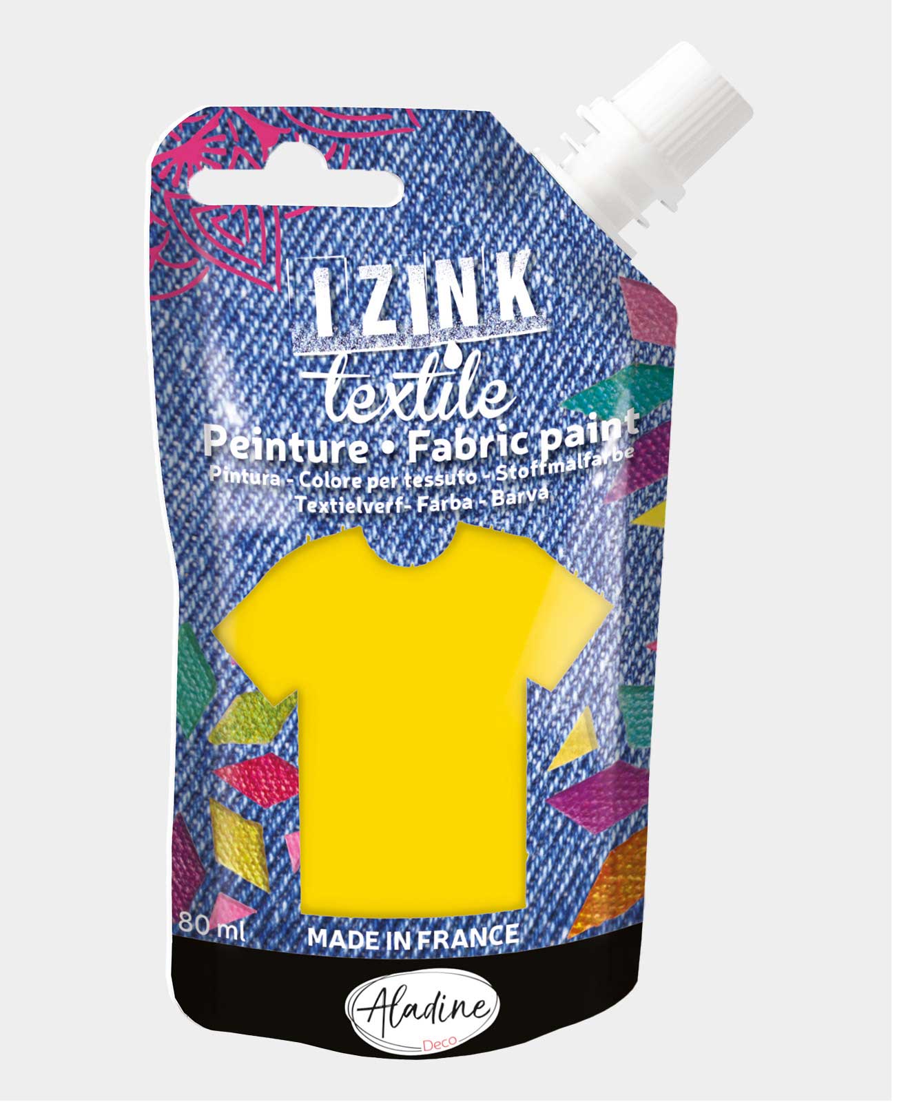 Peinture textile IZINK jaune, 80ml