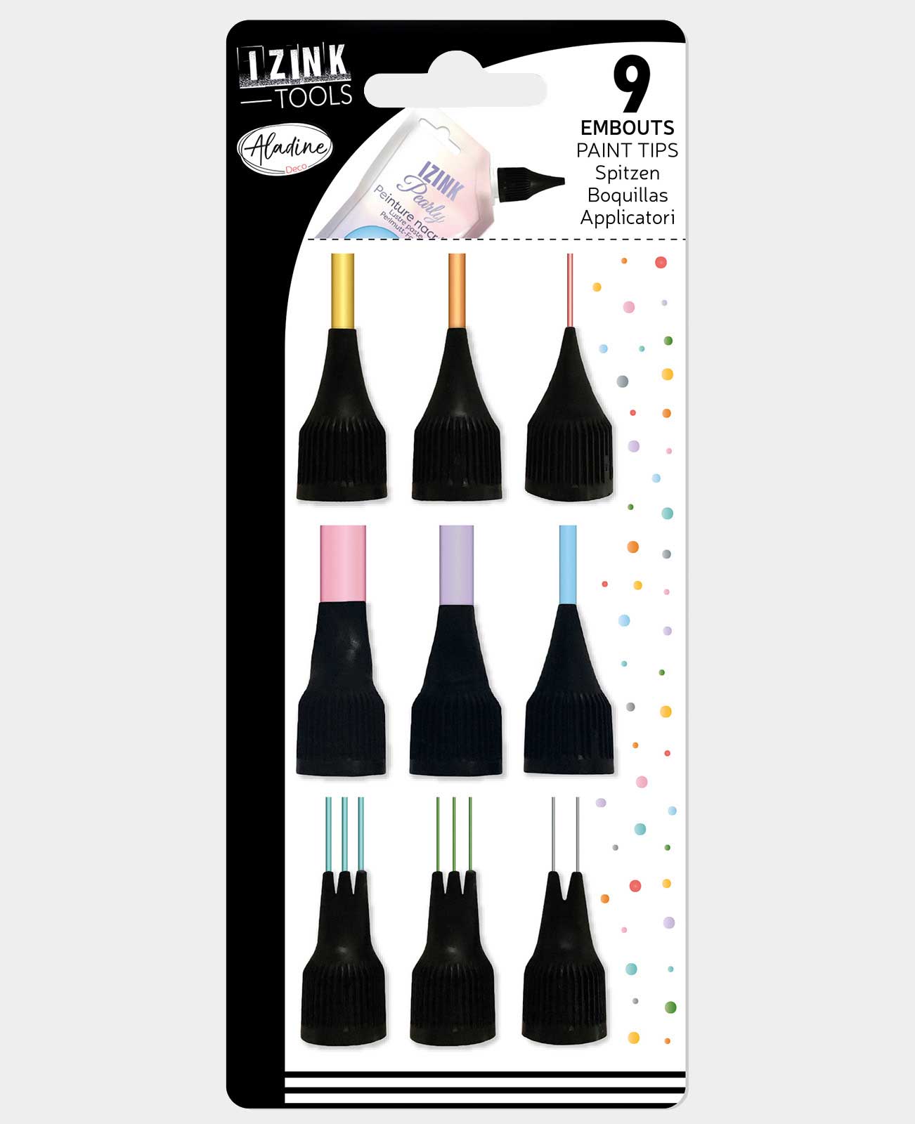 Embout de peinture pour sachets de couleur, lot de 9