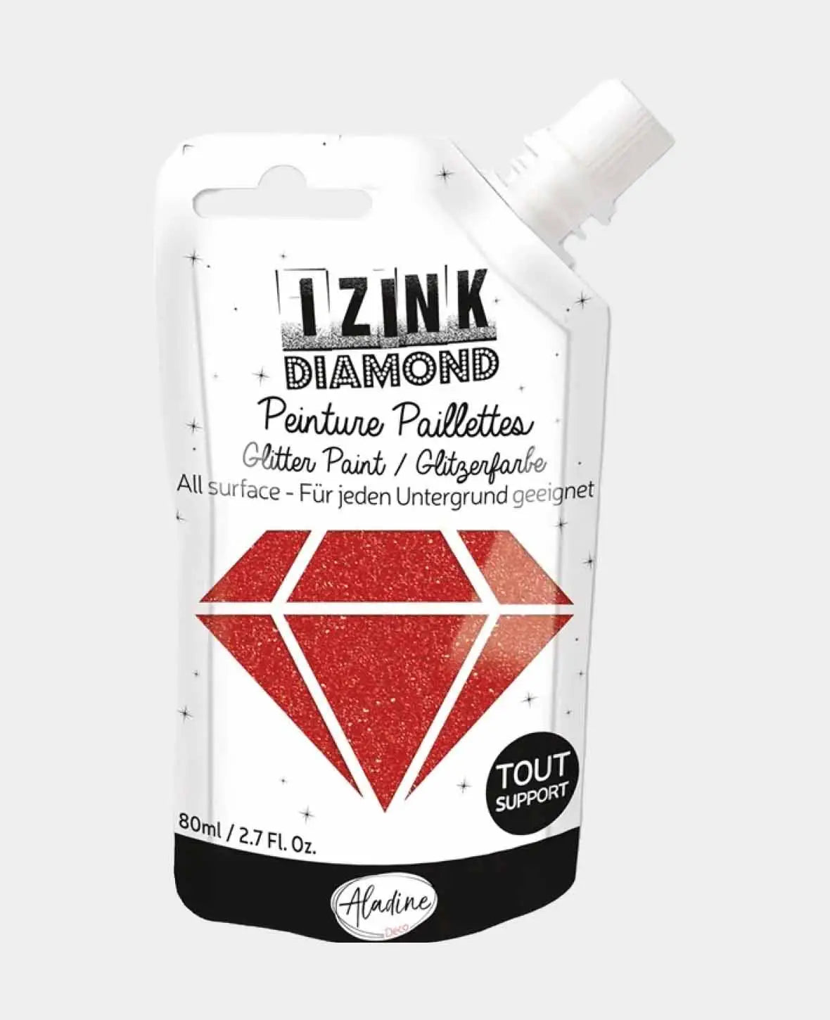 IZINK Diamond Glitzerfarbe, Rot, 80 ml, 1 Stk.
