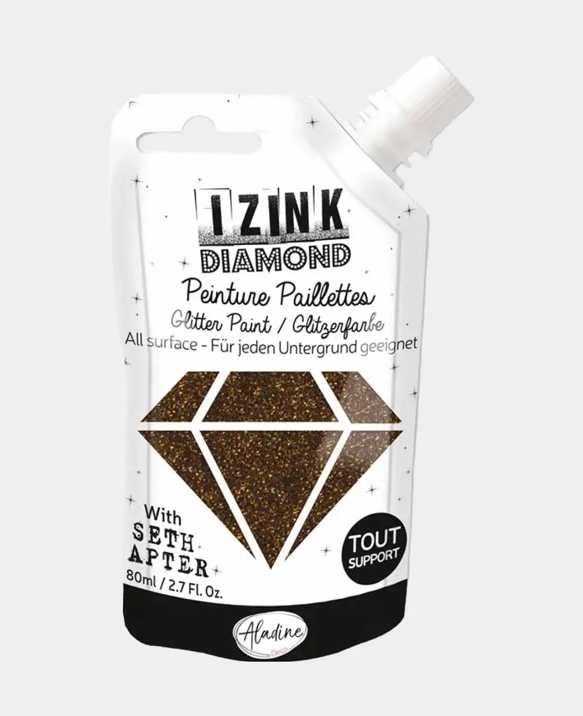 IZINK Diamond Glitzerfarbe, Schwarzer Kaffee, 80 ml, 1 Stk.