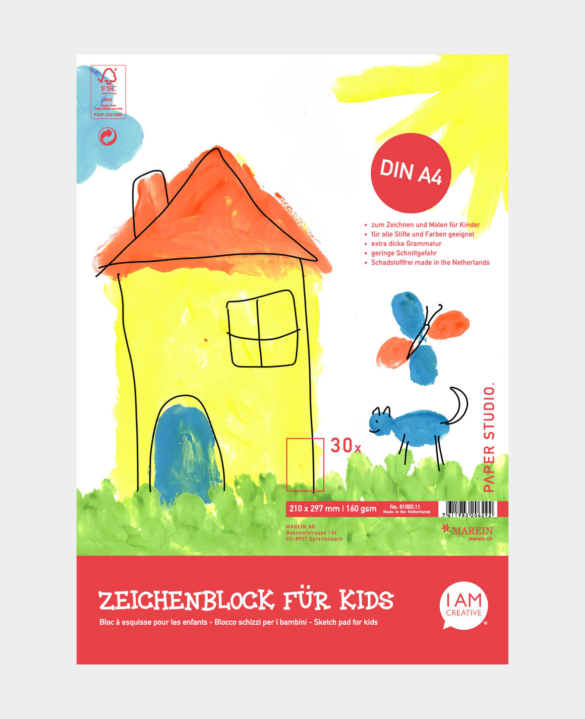 Zeichenblock für Kids A4, 30 Blatt