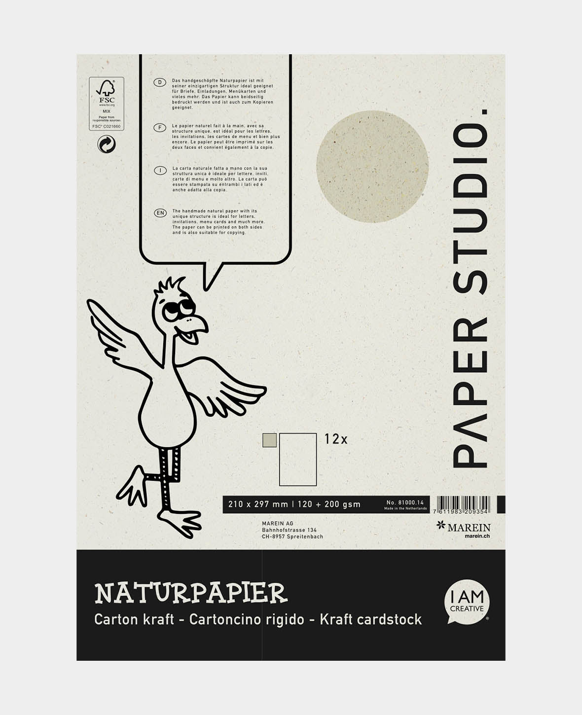 Naturpapier A4, 12 Blatt sortiert