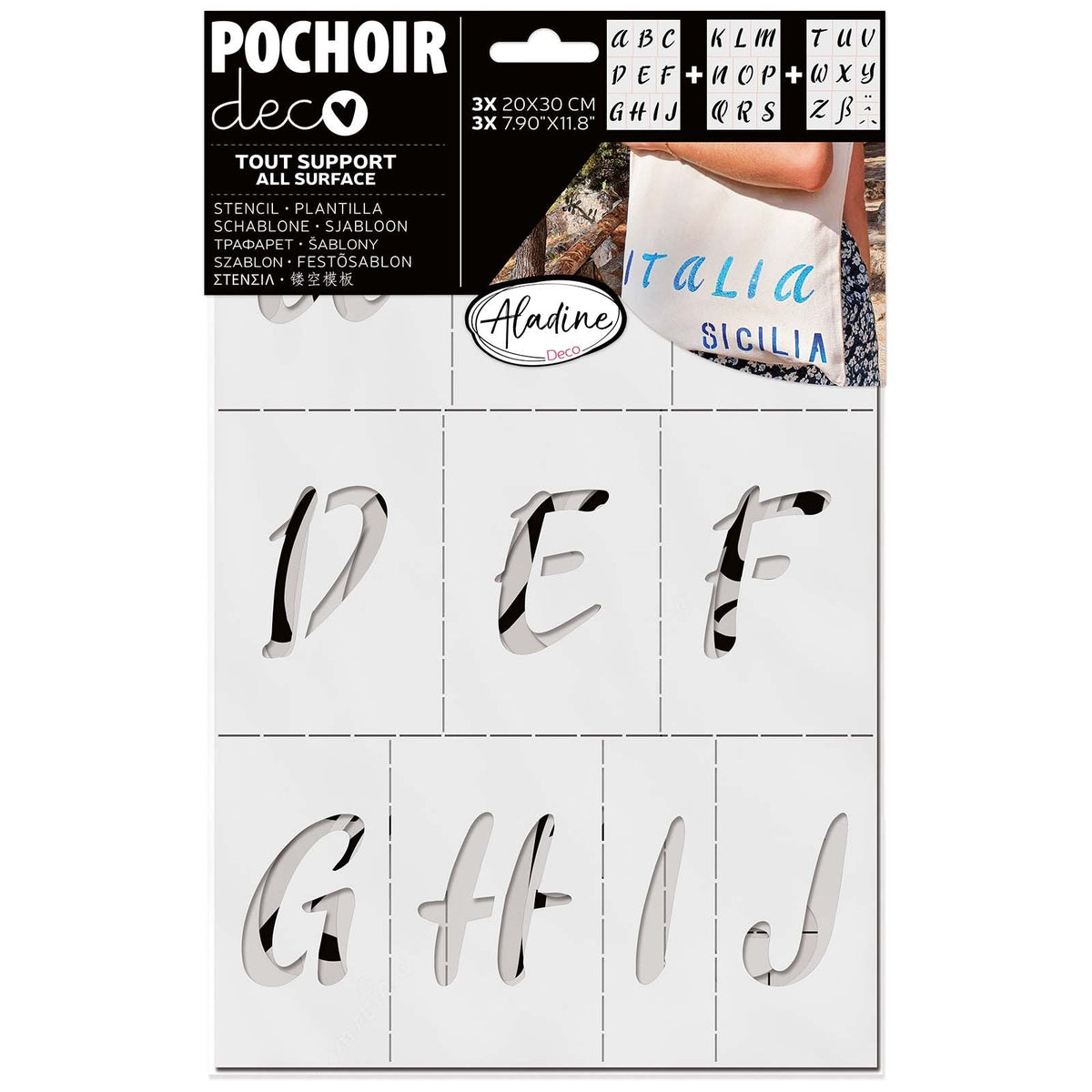 Pochoir Alphabet L, 3 pièces