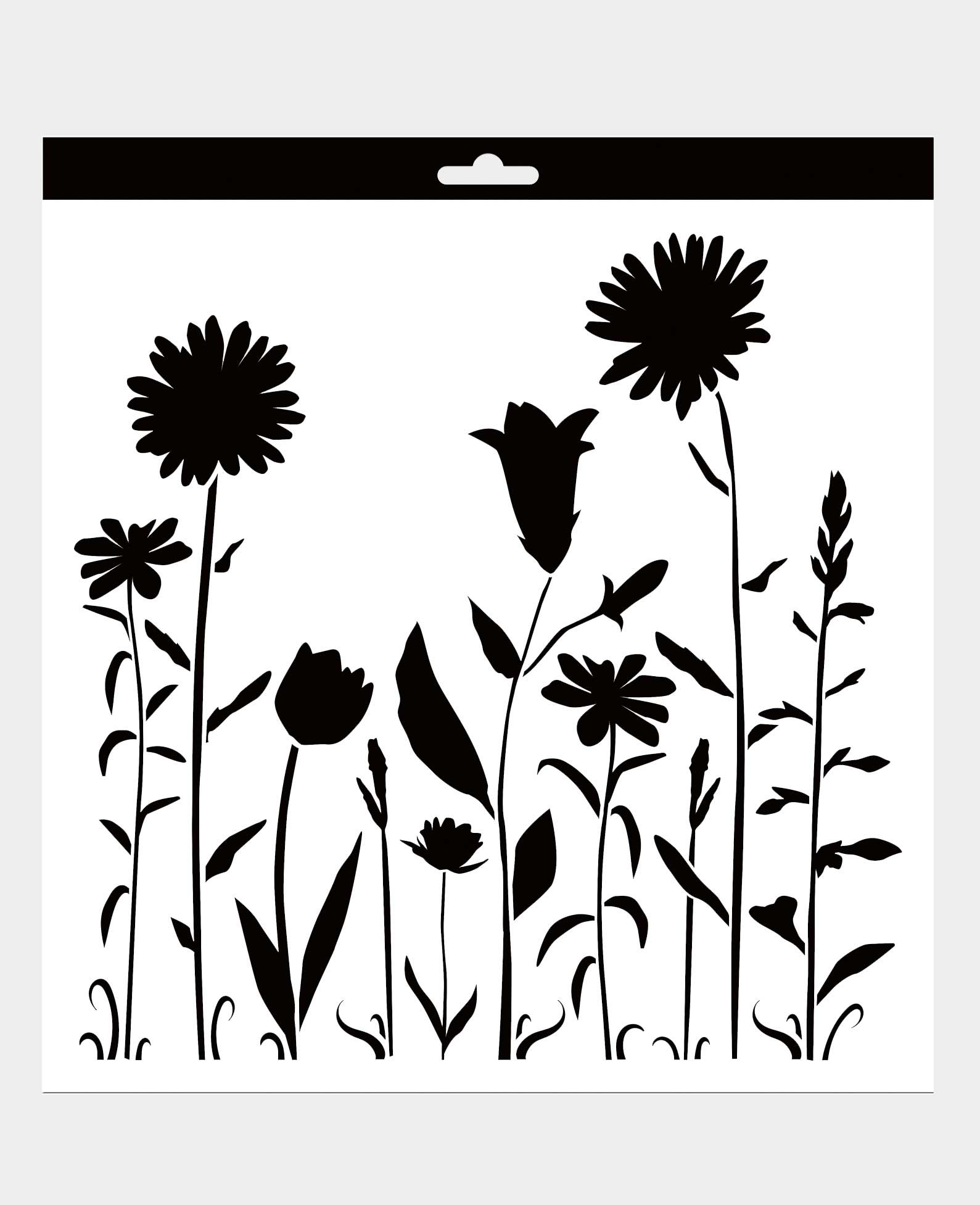 Pochoir fleuri, 28x28cm