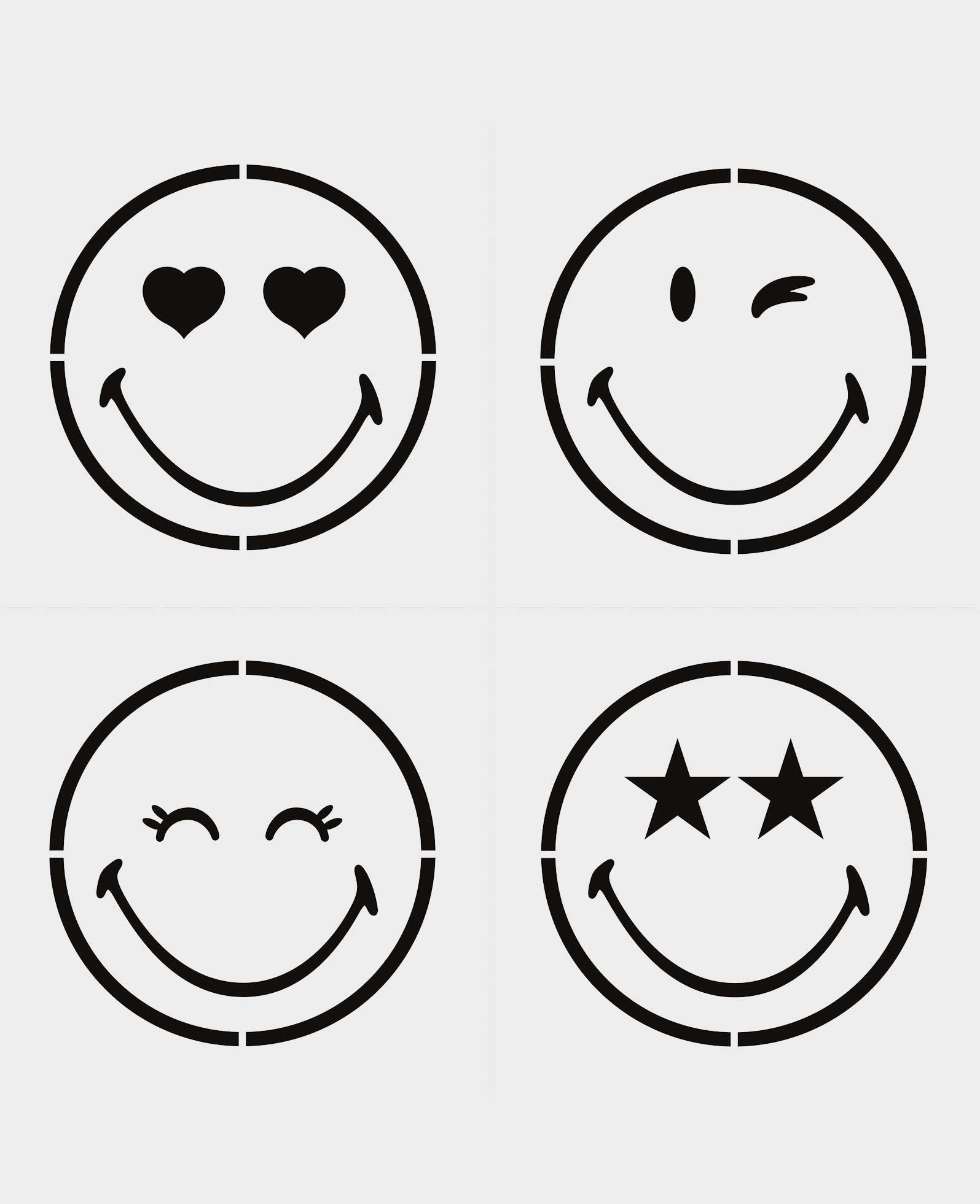 Pochoir 4 smileys, 28x28cm