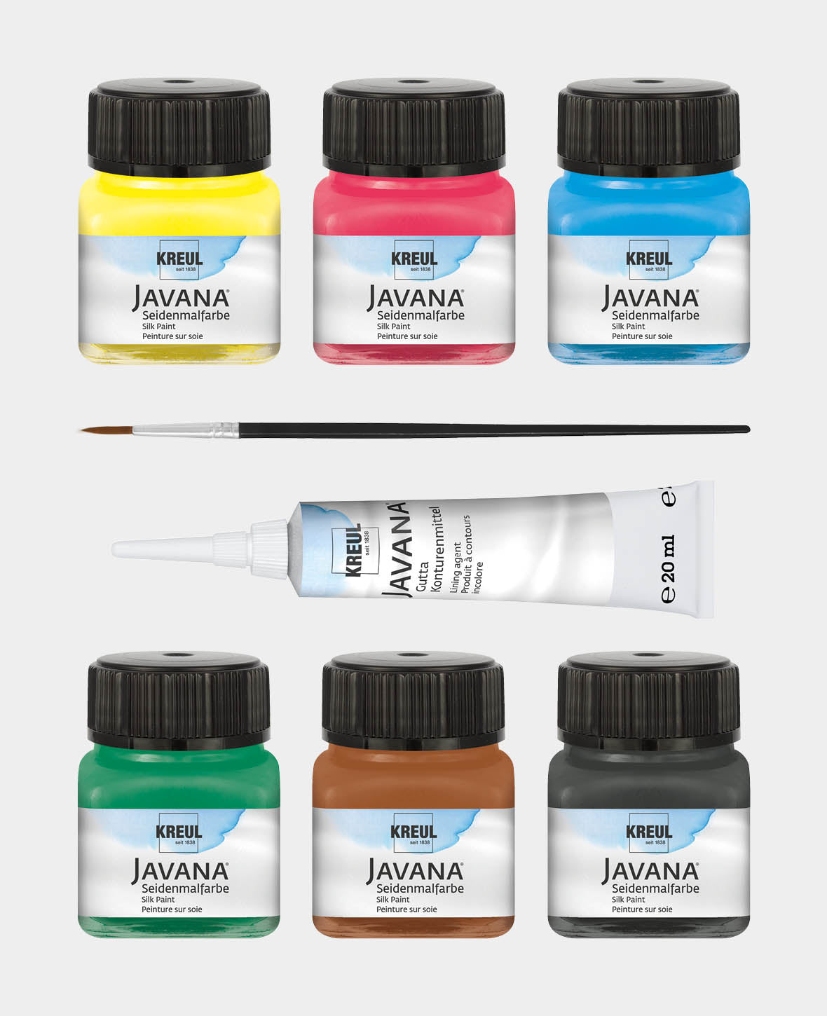 KREUL Javana Silk Paint Set Basic Colours 6 x 20 ml