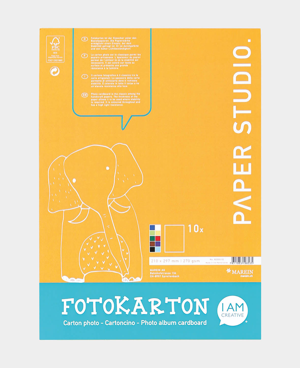 Fotokarton Block A4, 21 x 29.7 cm (A4), 270 g/m², 10 Blatt
