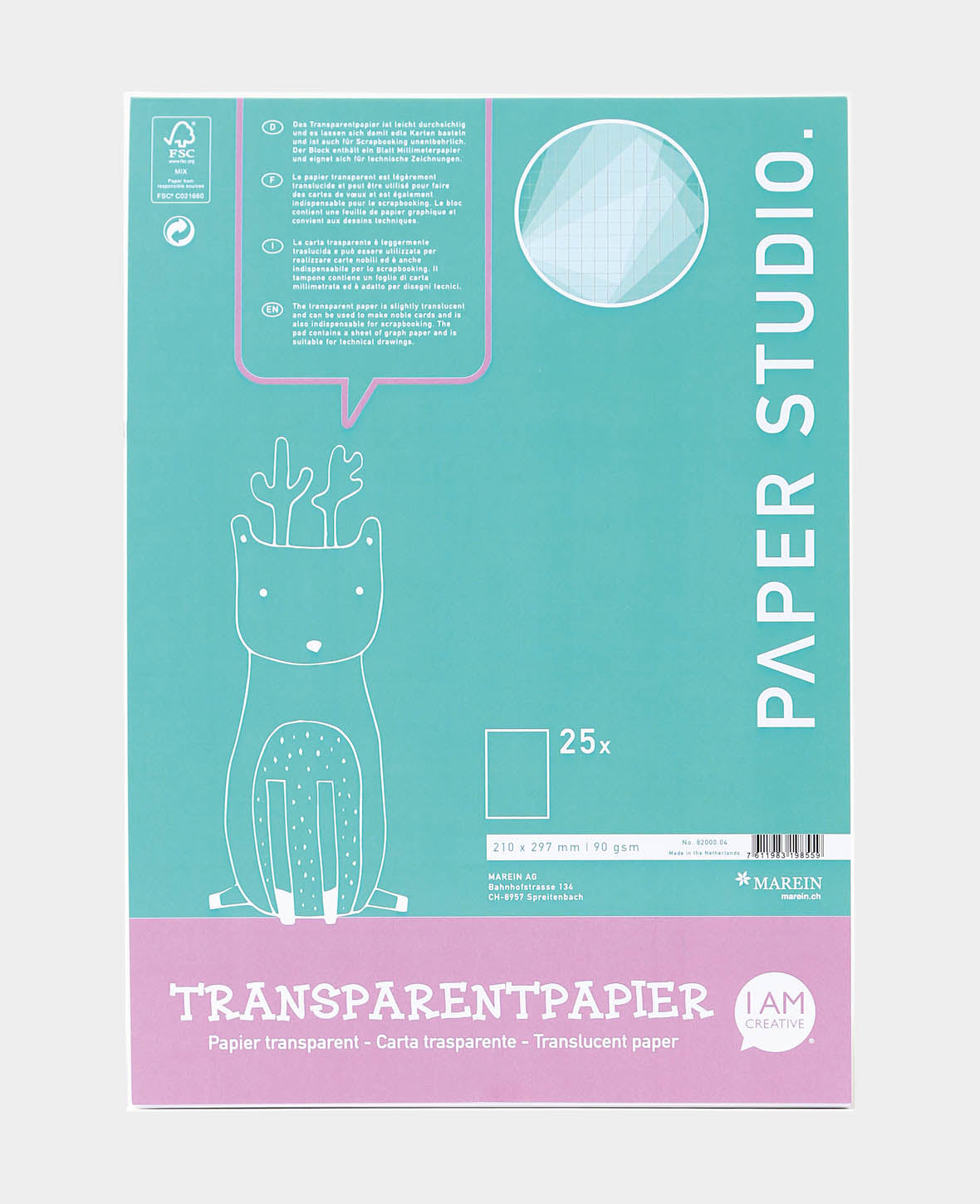 Transparentpapier Block A4, 25 Blatt