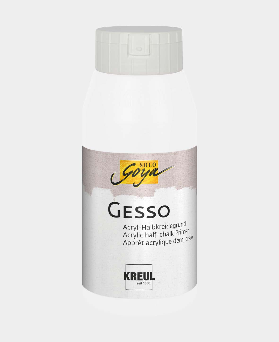 Gesso, semi-matte primer, acrylic half-chalk base, white, 750 ml
