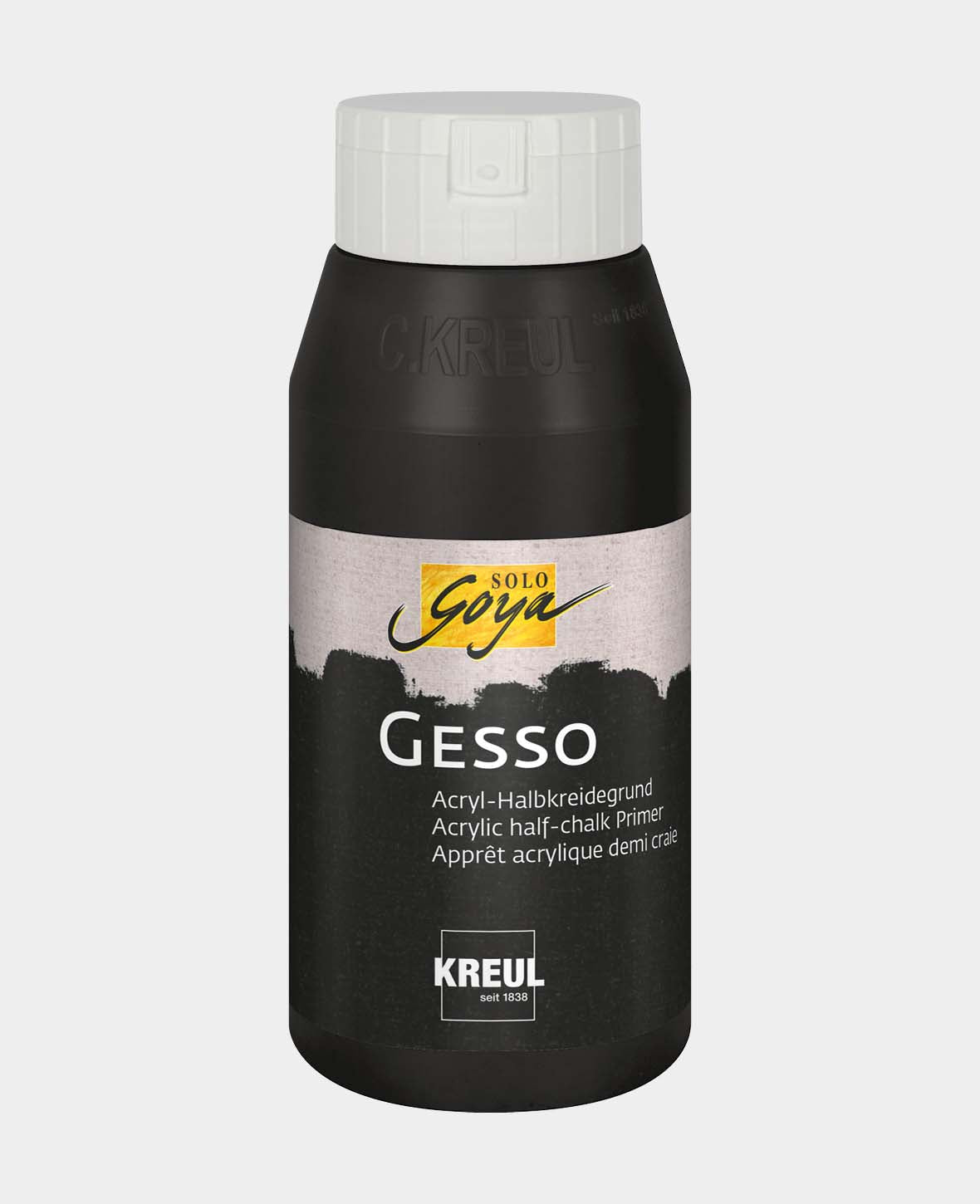 Gesso, Satin Primer, Acrylic Semi-Chalk Base, Black, 750 ml