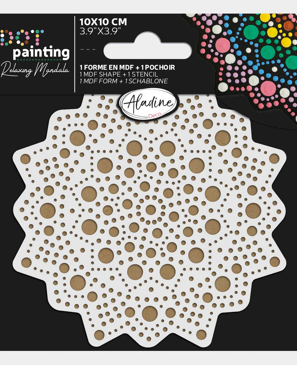 Forme et pochoir MDF pour dot painting 10 cm, 2