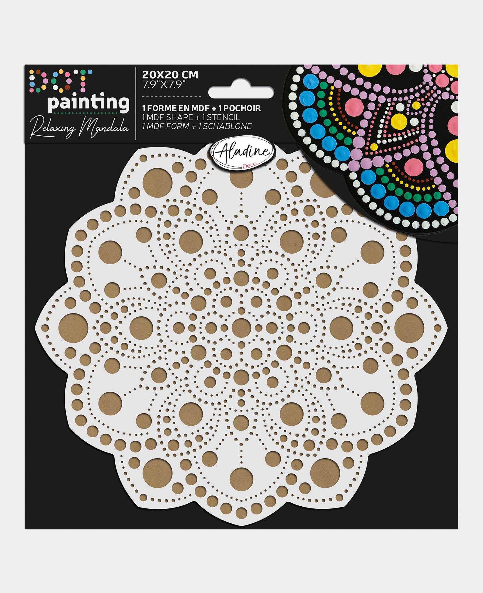 Dot painting MDF Form u.Schablone 20cm, 2