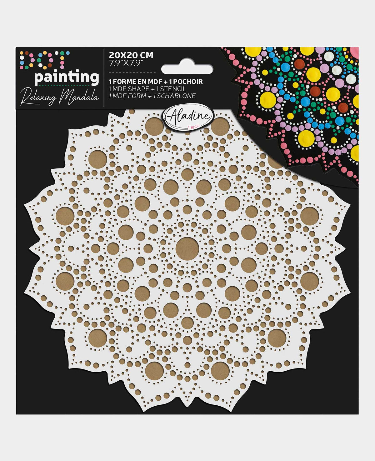 Dot painting MDF Form u.Schablone 20cm, 3