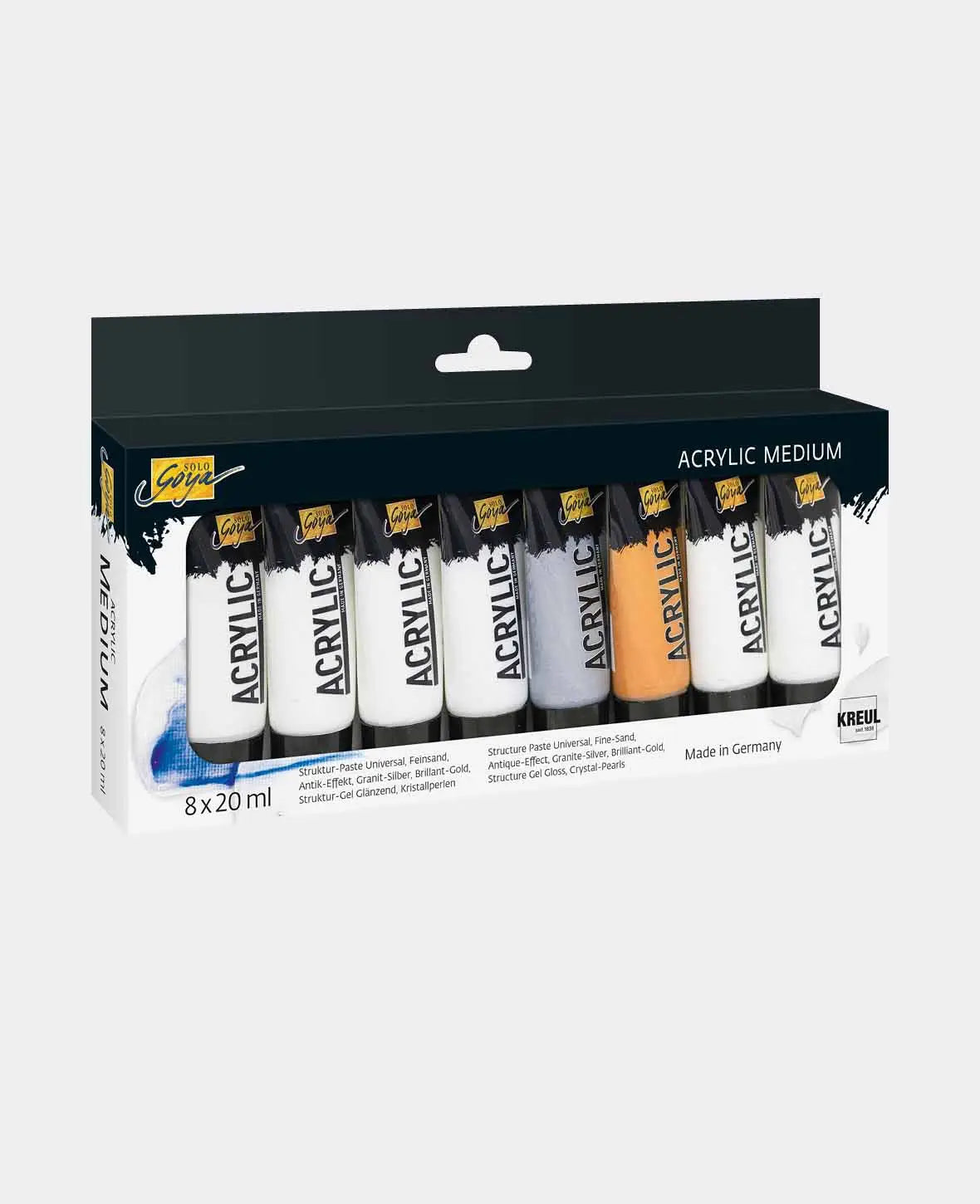 SOLO GOYA Acrylique Medium Tubes de 20 ml, lot de 8