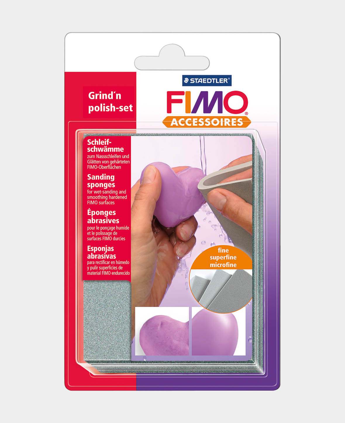 FIMO® Schleifschwamm-Set, Grau, 3 Stk.