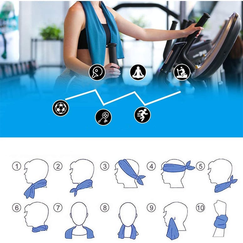 (87x28cm) Serviette de sport rafraîchissante pour l'entraînement/le yoga