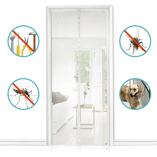 (90x210cm) Moustiquaire de porte magnétique rideau anti-insectes moustiquaire