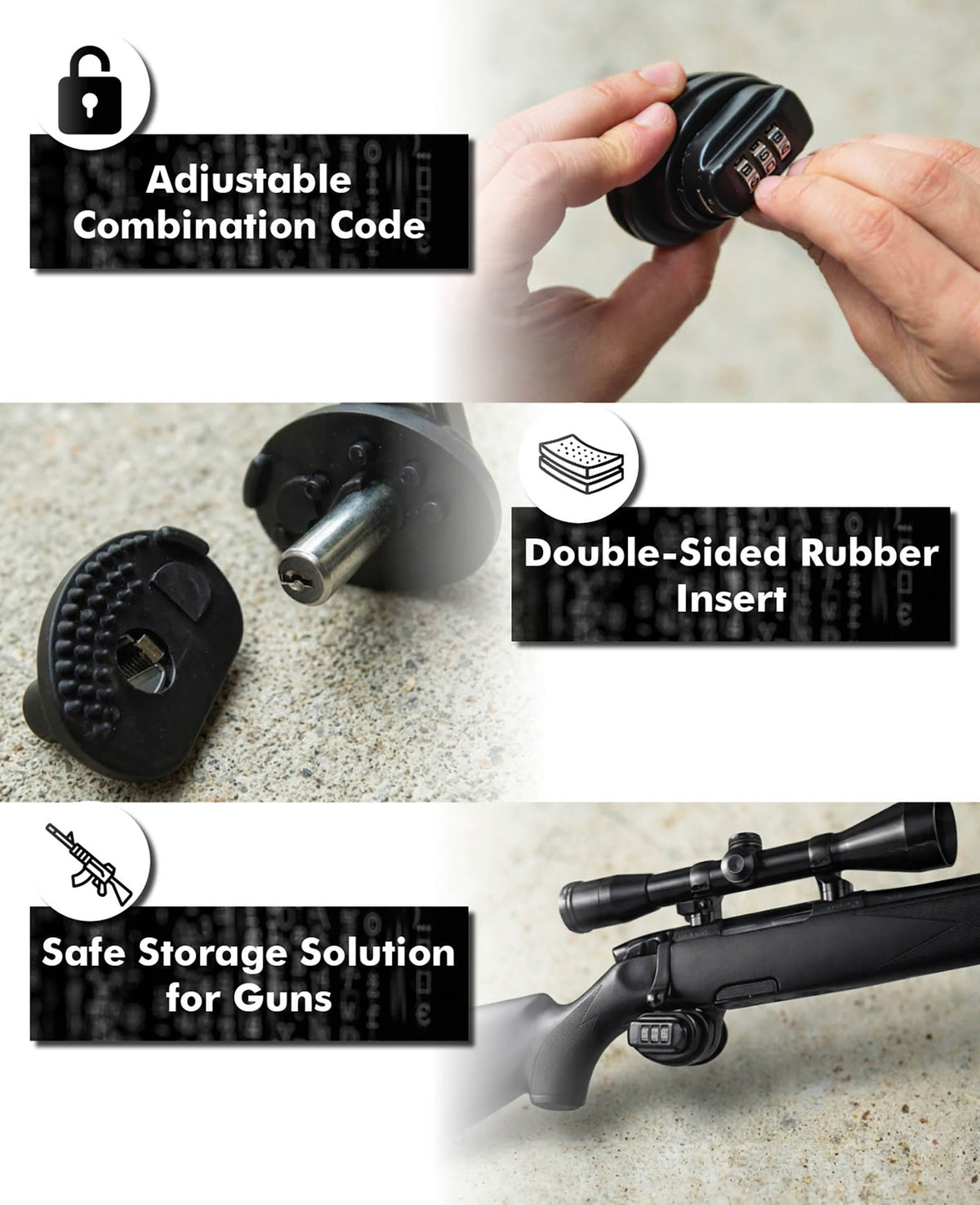 Paladin Abzugsschloss, Gun Lock Zahlenwaffenschloss, mit Zahlenkombination, 6.5x4.0x6.5cm