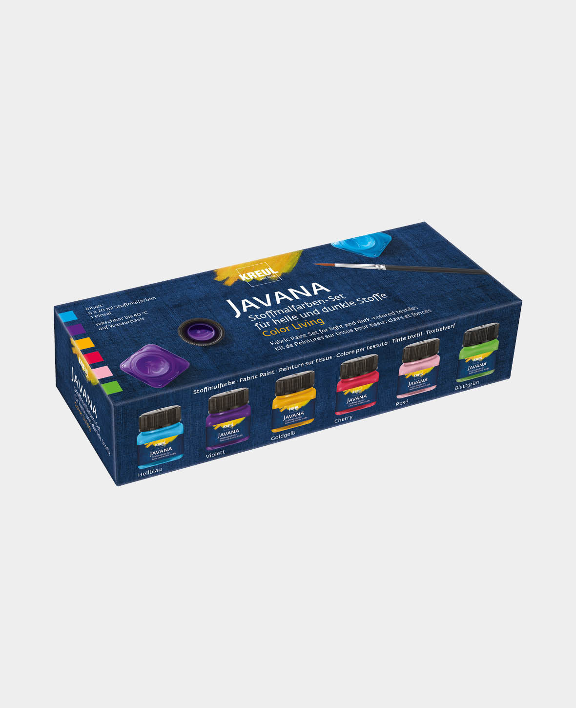 KREUL Javana Peintures textiles pour tissus clairs et foncés Set Color Living 6 x 20 ml