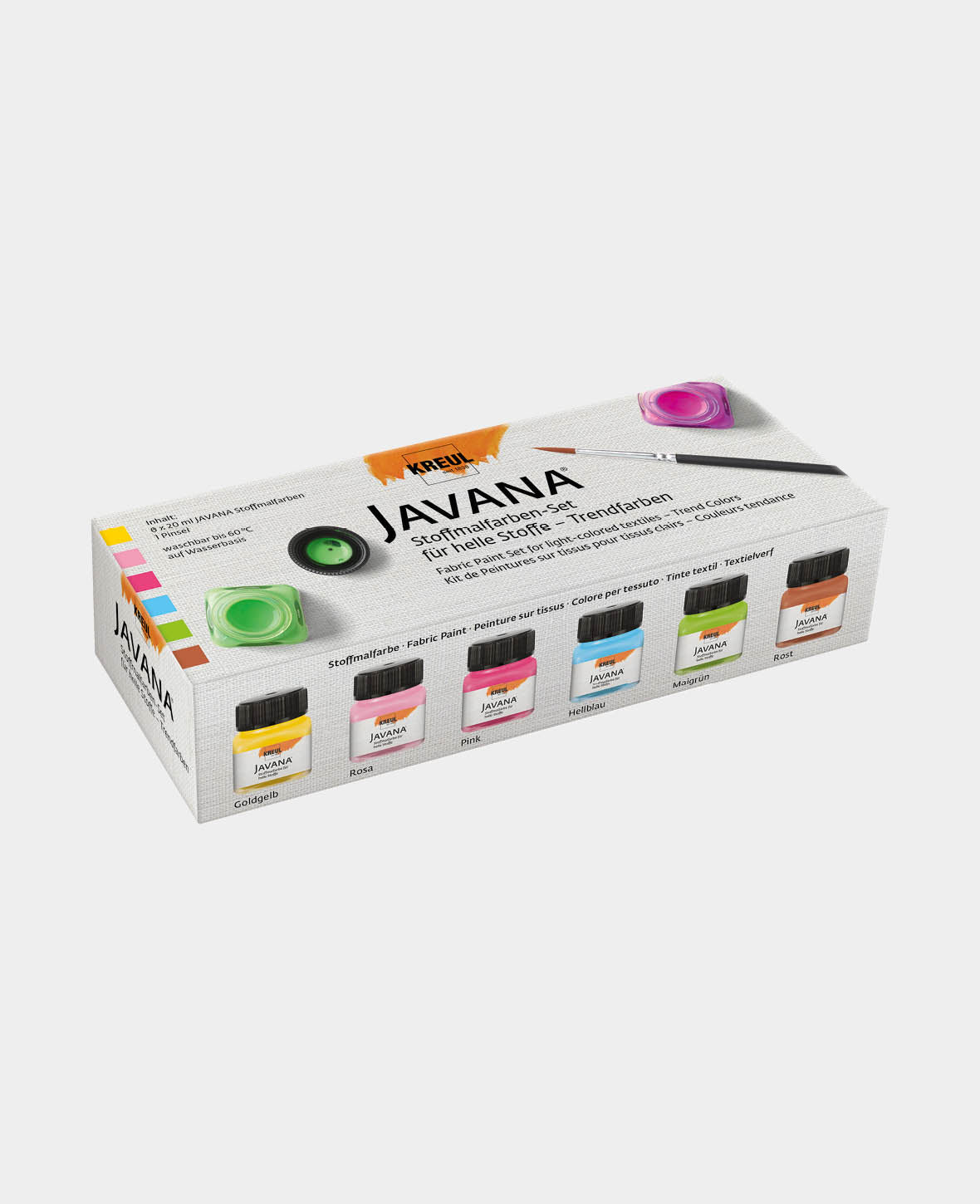 KREUL Javana Stoffmalfarben für helle Stoffe Set Trendfarben 6 x 20 ml