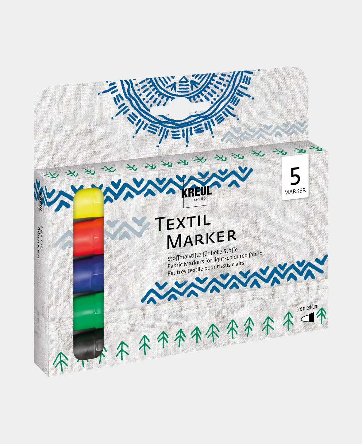 KREUL Javana texi mäx Sunny medium für helle Stoffe 5er Set